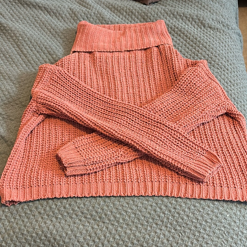 Poof Apparel Burnt Orange Knitted Turtle Neck Sweater